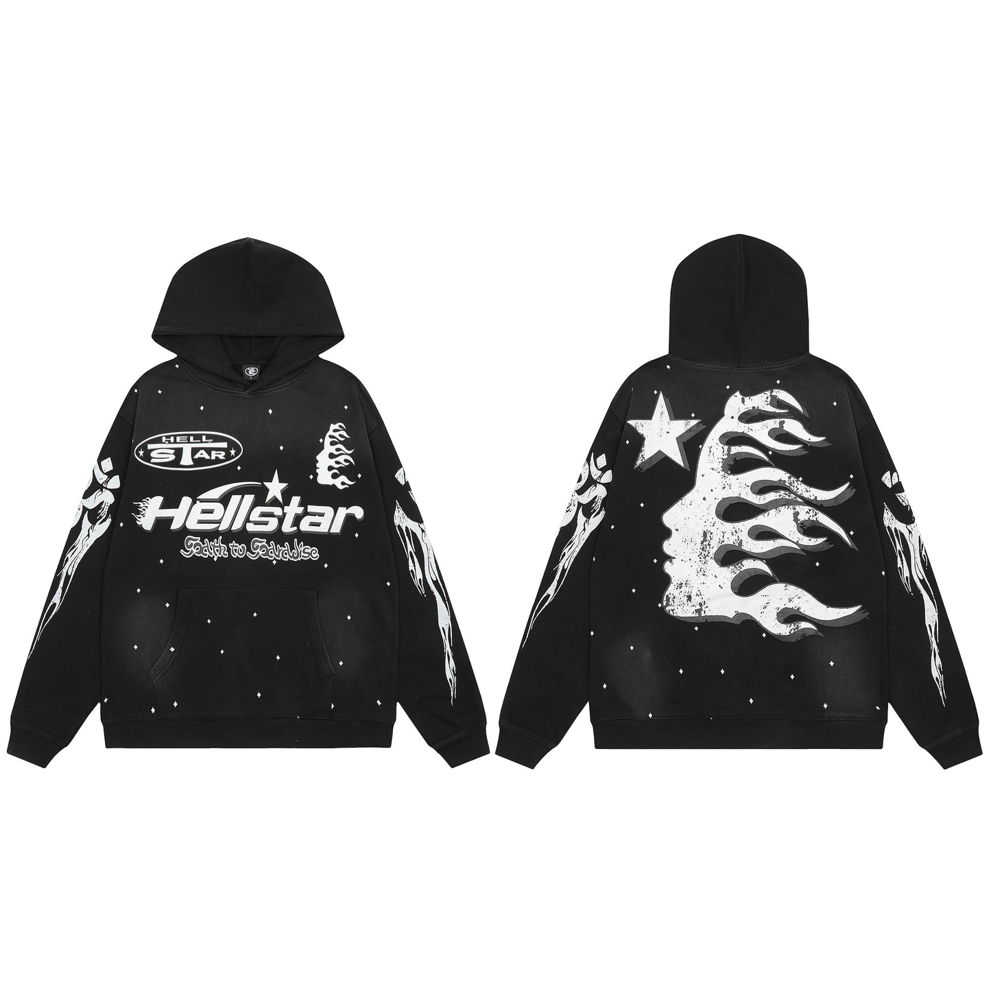 Hellstar Black Dotted Unisex Pullover Hoodie – Elevate Your Casual Look with Effortless Comfort