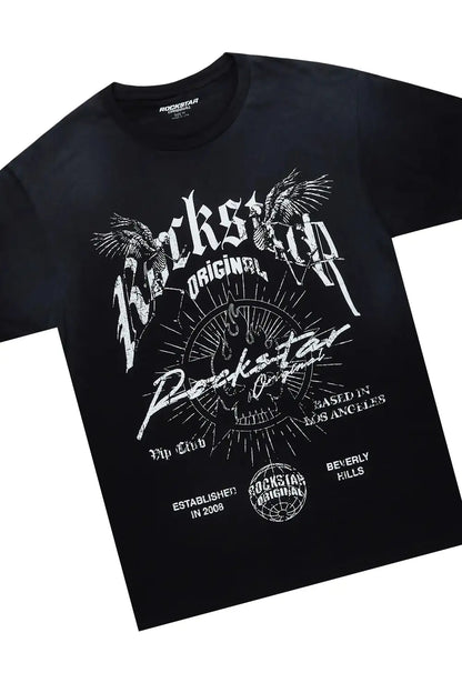 Tally Black T-Shirt/Stacked Flare Jean Set (2-Piece)