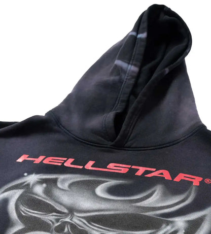 Hellstar Airbrushed Skull Hoodie Black