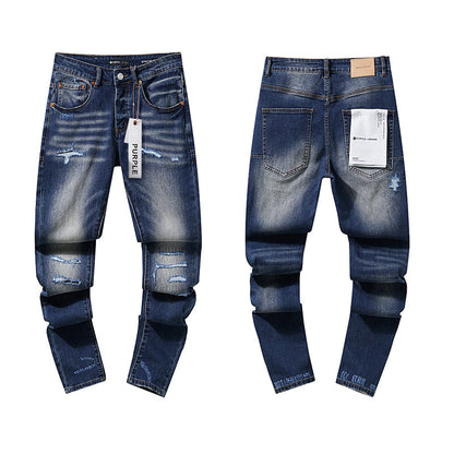 Purple Brand Men's Ripped Light Color Repair Jeans #13