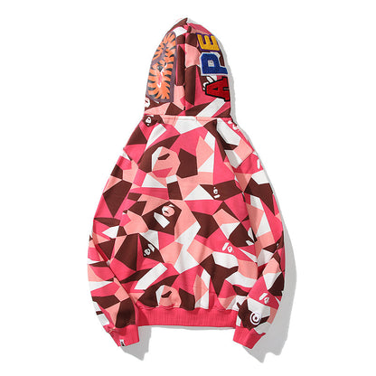 Geometric Designer Shark Full Zip Up Unisex Y2K Style Streetwear Crafted with High-Quality Material