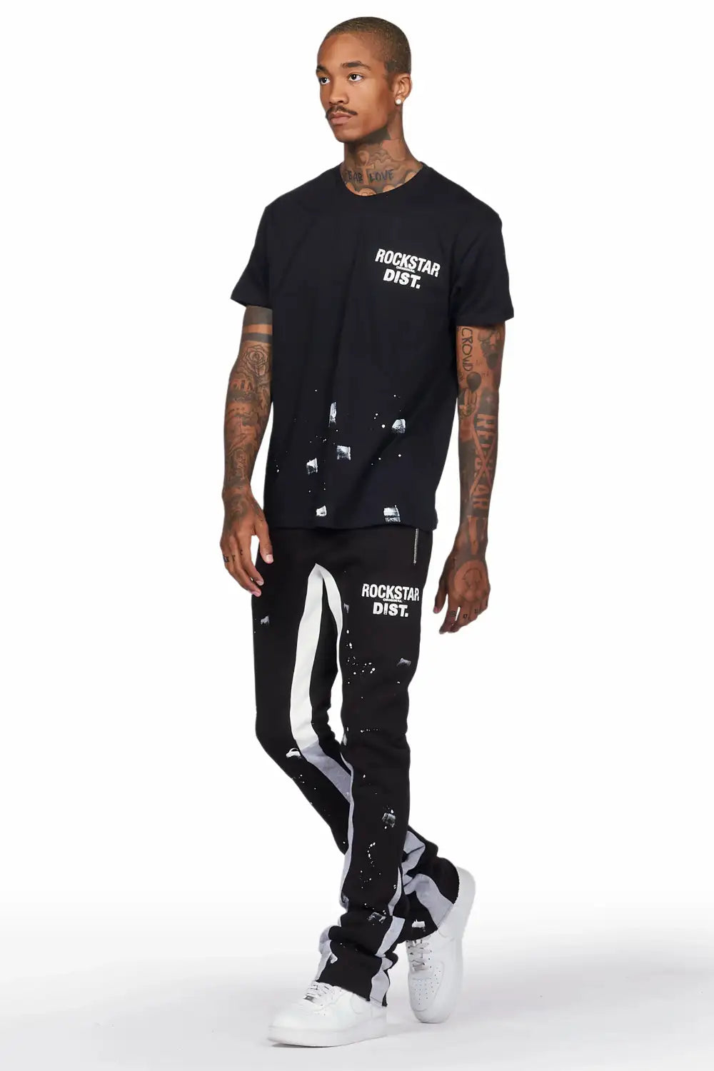 Raffer Black T-Shirt Super Stacked Flare Track Set (2-Piece)