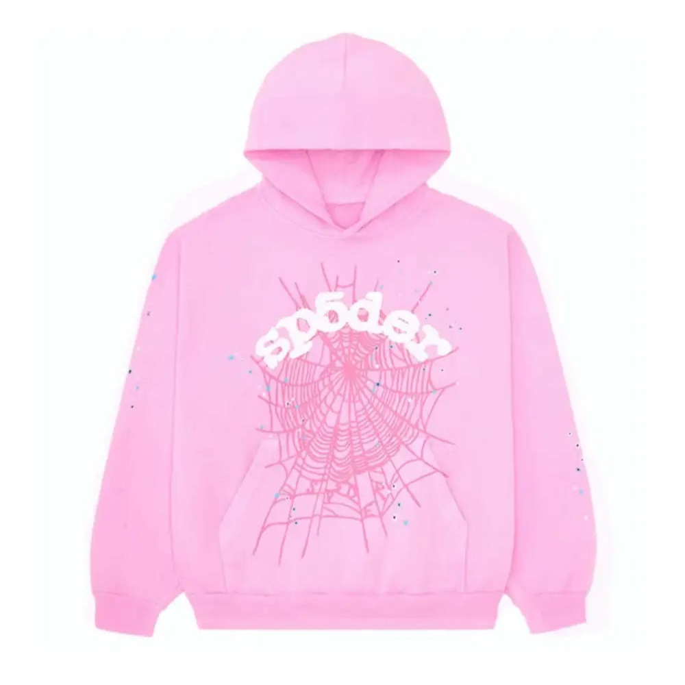 Sp5der Logo Web Pink Hoodie