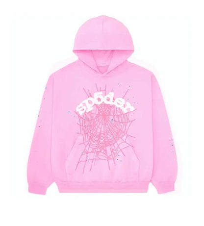 Sp5der Logo Web Pink Hoodie