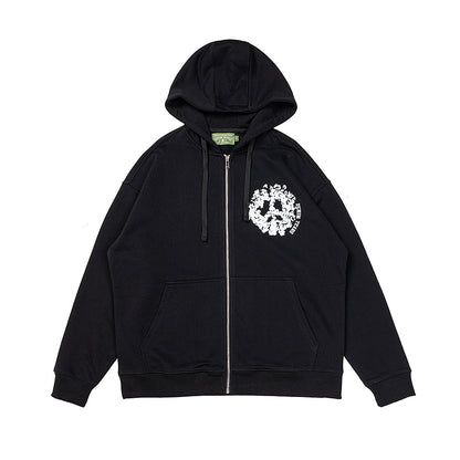 Denim Tears University Zip Up Hoodie Black