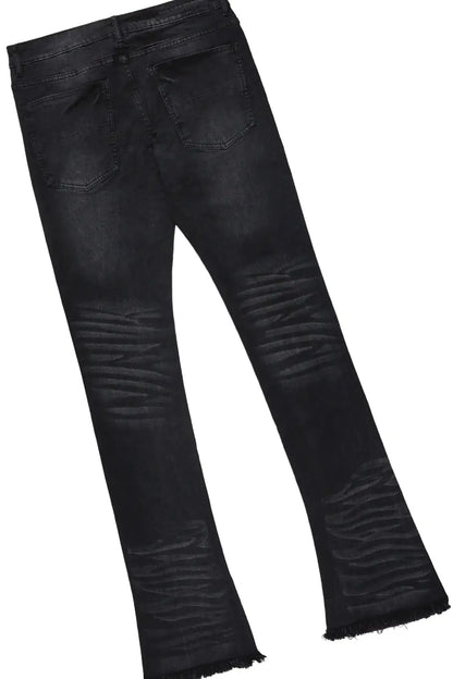 Tally Black T-Shirt/Stacked Flare Jean Set (2-Piece)