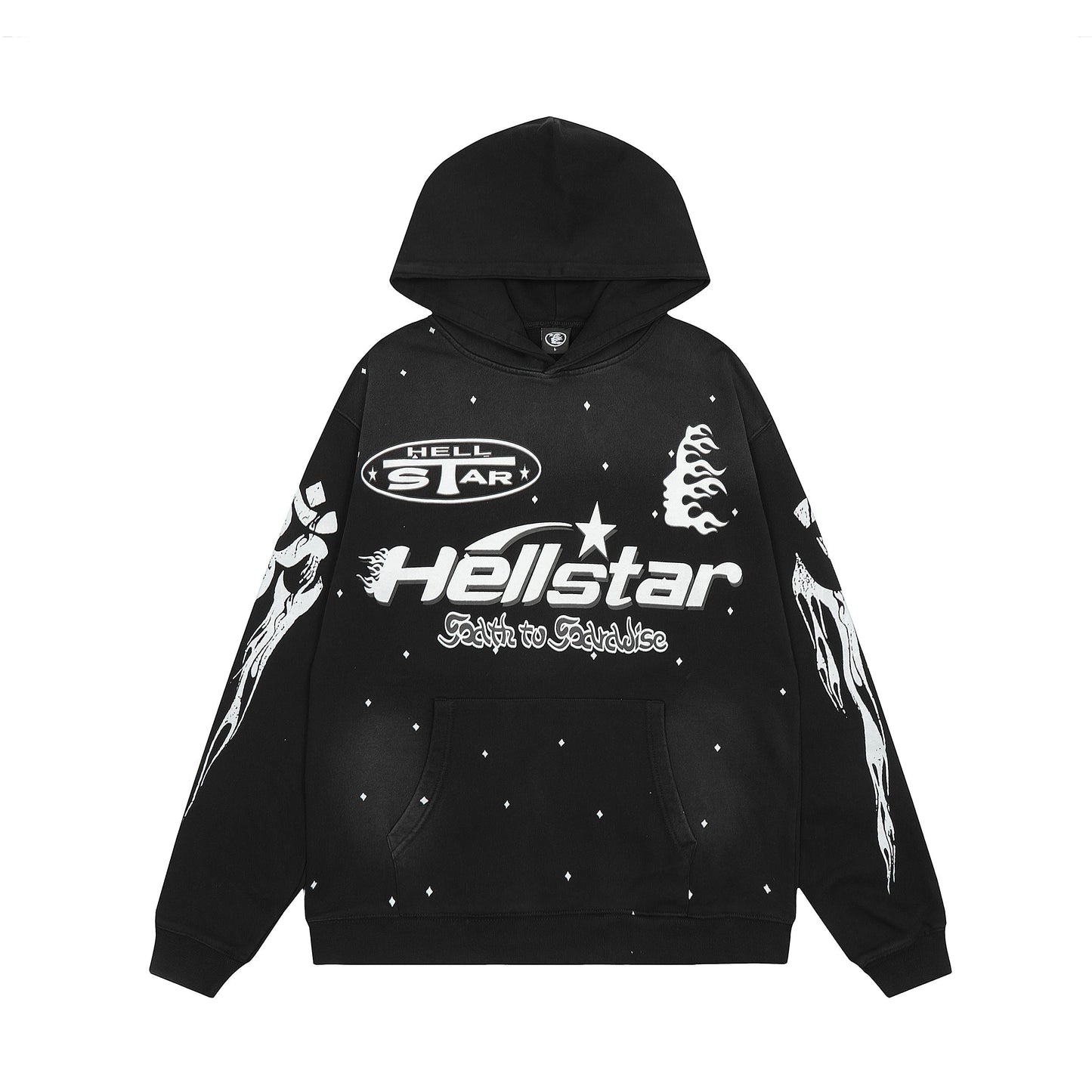 Hellstar Black Dotted Unisex Pullover Hoodie – Elevate Your Casual Look with Effortless Comfort