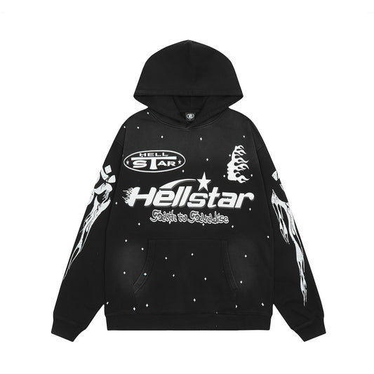 Hellstar Black Dotted Unisex Pullover Hoodie – Elevate Your Casual Look with Effortless Comfort