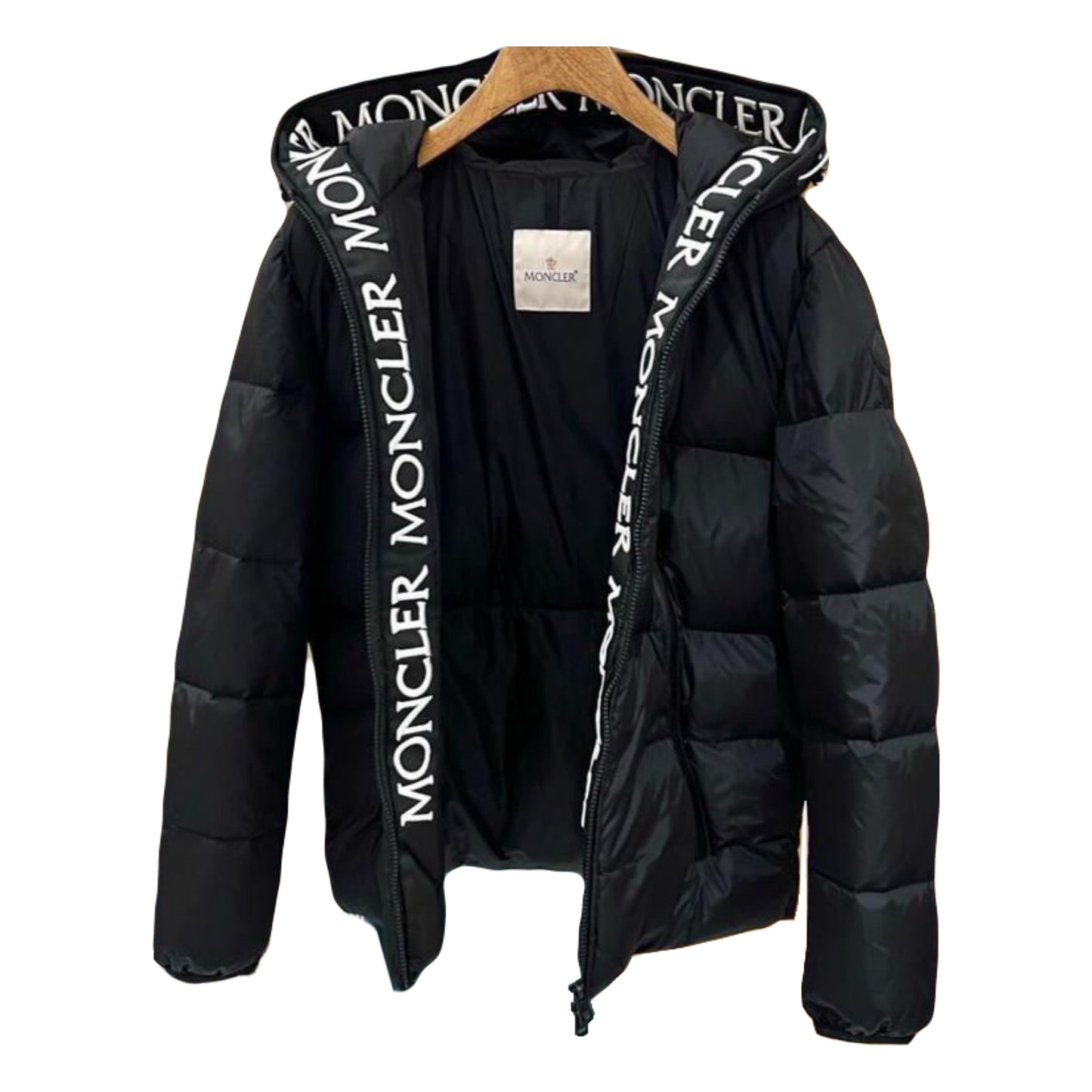 Moncler Men's Black Hooded Puffer Jacket - Stylish Insulated Coat with Logo Lining