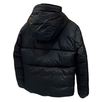 Moncler Men's Black Hooded Puffer Jacket - Stylish Insulated Coat with Logo Lining