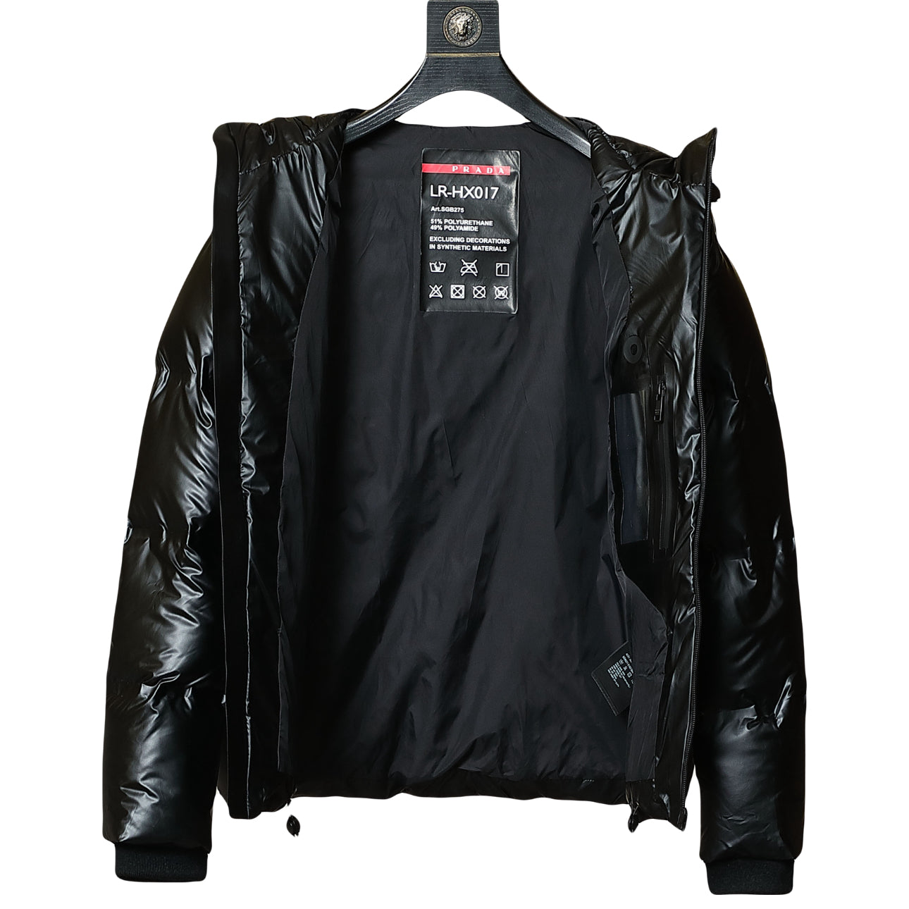 Men's Puffer Jacket with Red Line - Warm Insulated Jacket for Cold Weather