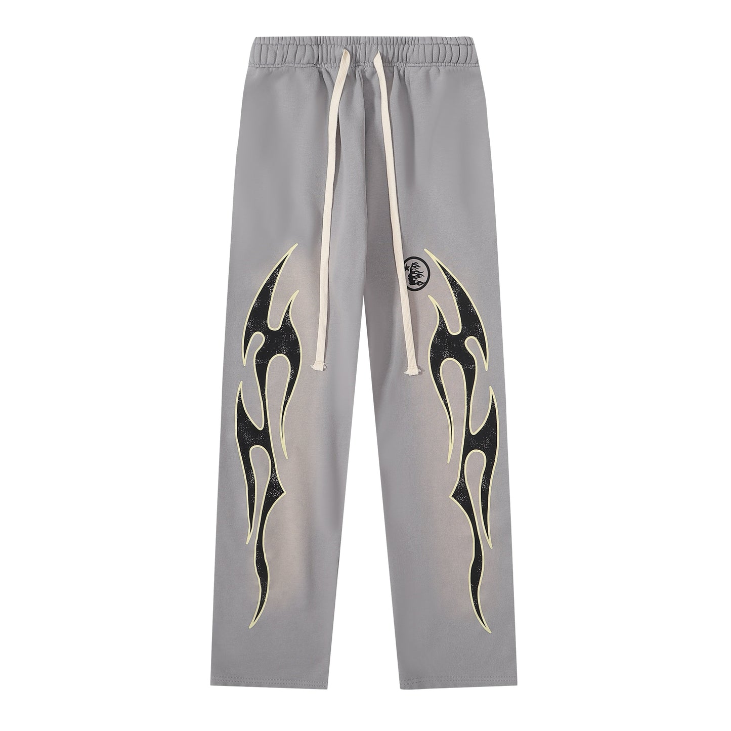 Hellstar Faded Grey Hoodie/Pants With Yellow Logo (2-Piece)