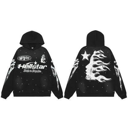 Hellstar Black Dotted Unisex Pullover Hoodie – Elevate Your Casual Look with Effortless Comfort