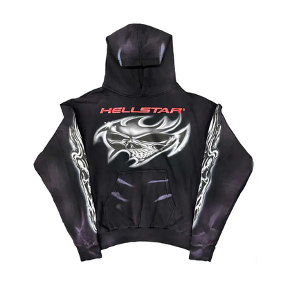 Hellstar Airbrushed Skull Hoodie Black