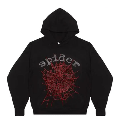 Sp5der OG Rhinestone Hoodie Black