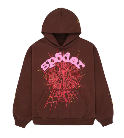 Sp5der Web Logo Brown Hoodie/Pants (2-Piece)