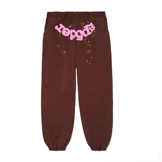Sp5der Web Logo Sweatpants Brown