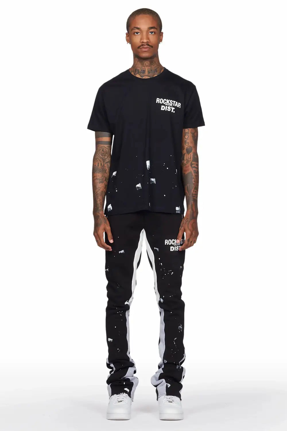 Raffer Black T-Shirt Super Stacked Flare Track Set (2-Piece)