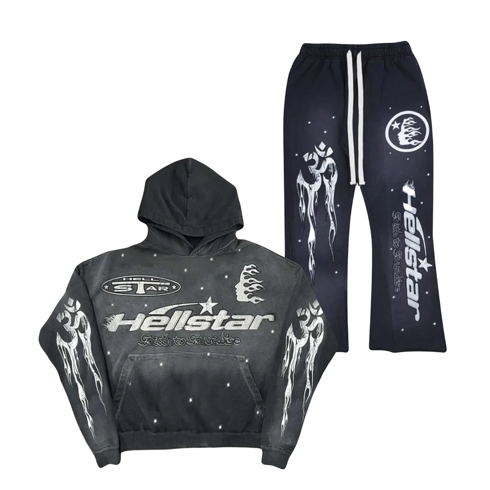 Hellstar Racer Faded Black Hoodie/Pants (2-Piece)