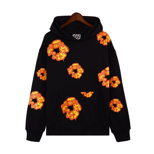Denim Tears Cotton Wreath Bright Orange Pattern Offset Hoodie