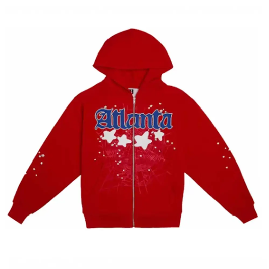 Sp5der Red Atlanta Zip Up Hoodie