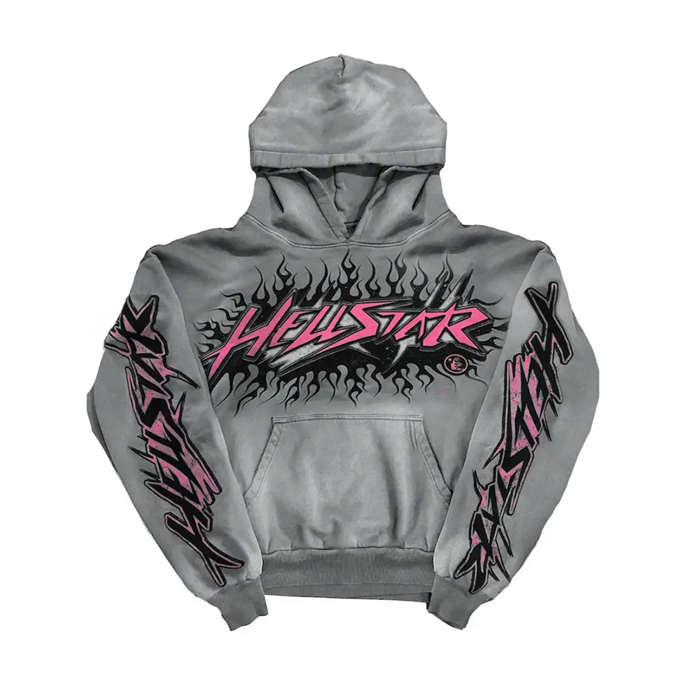 Hellstar Studios Future Flame Hoodie Grey/Pink